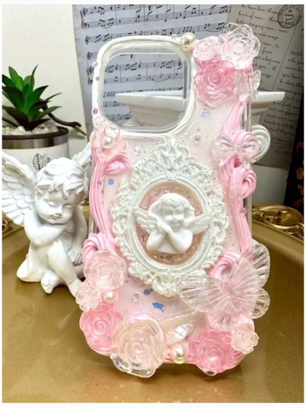 iPhone 13pro Baroque angel Phone Case, Handmade case